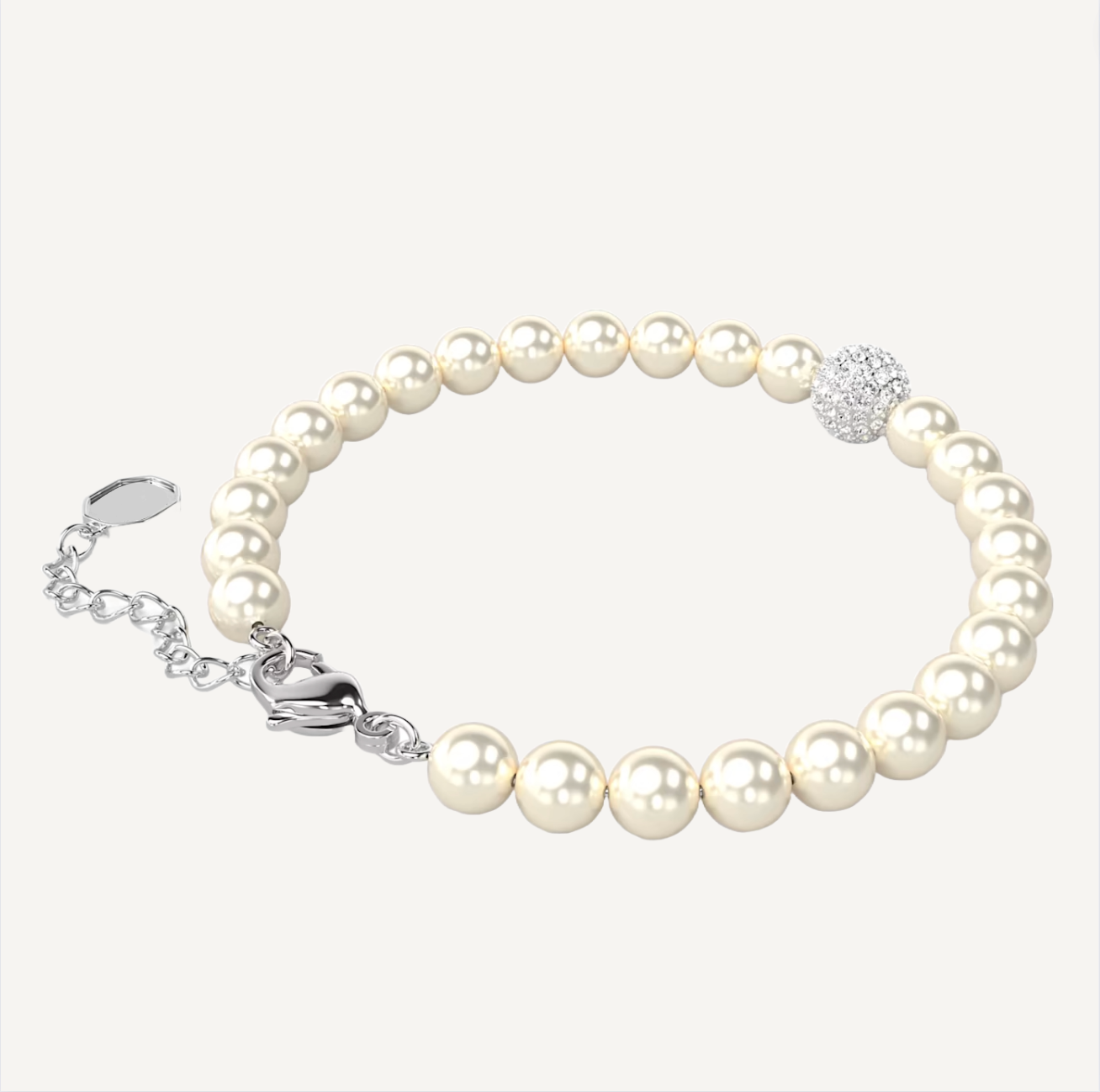 Diamond Dazzle Pearl Bracelet